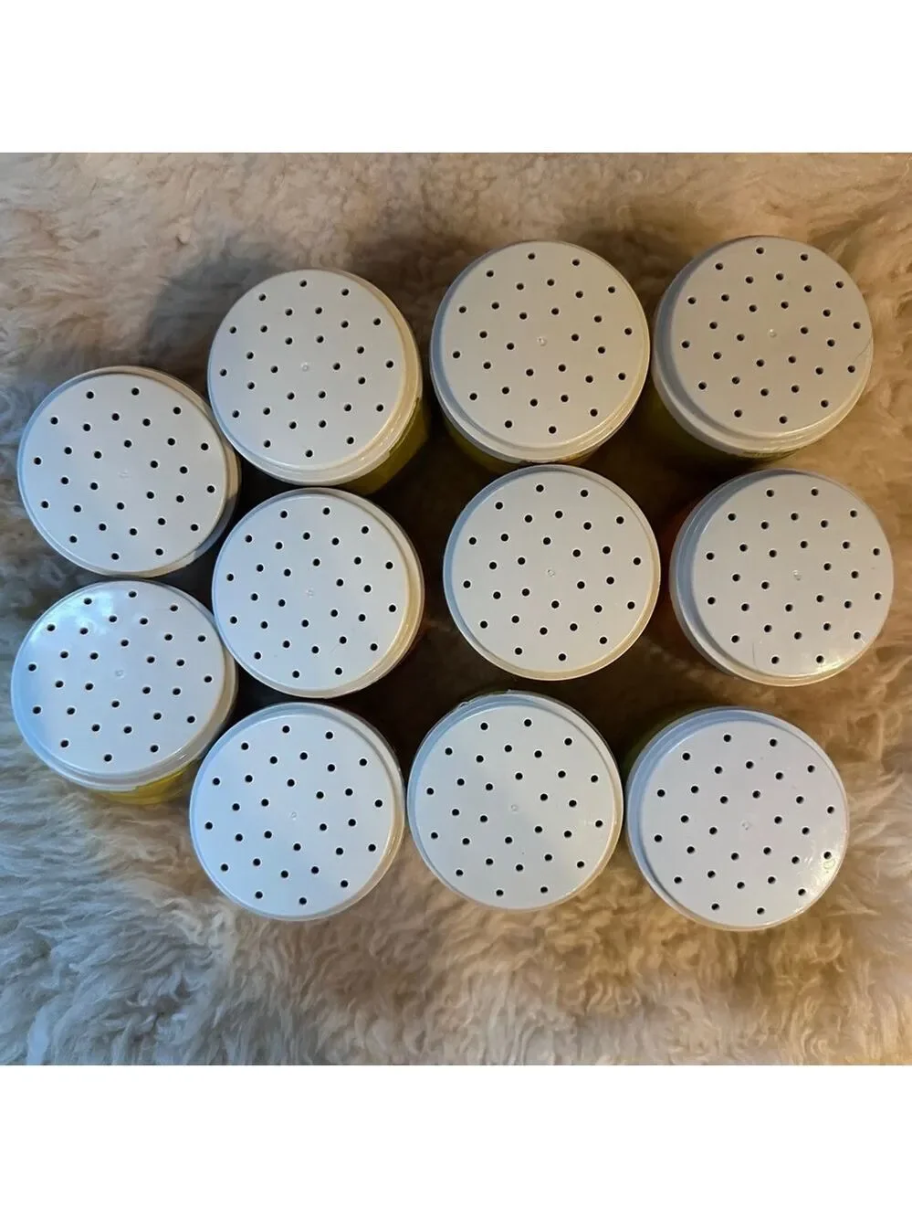 Vintage 70s Tupperware #1308 Harvest Stacking Spice Shakers Set Of 11